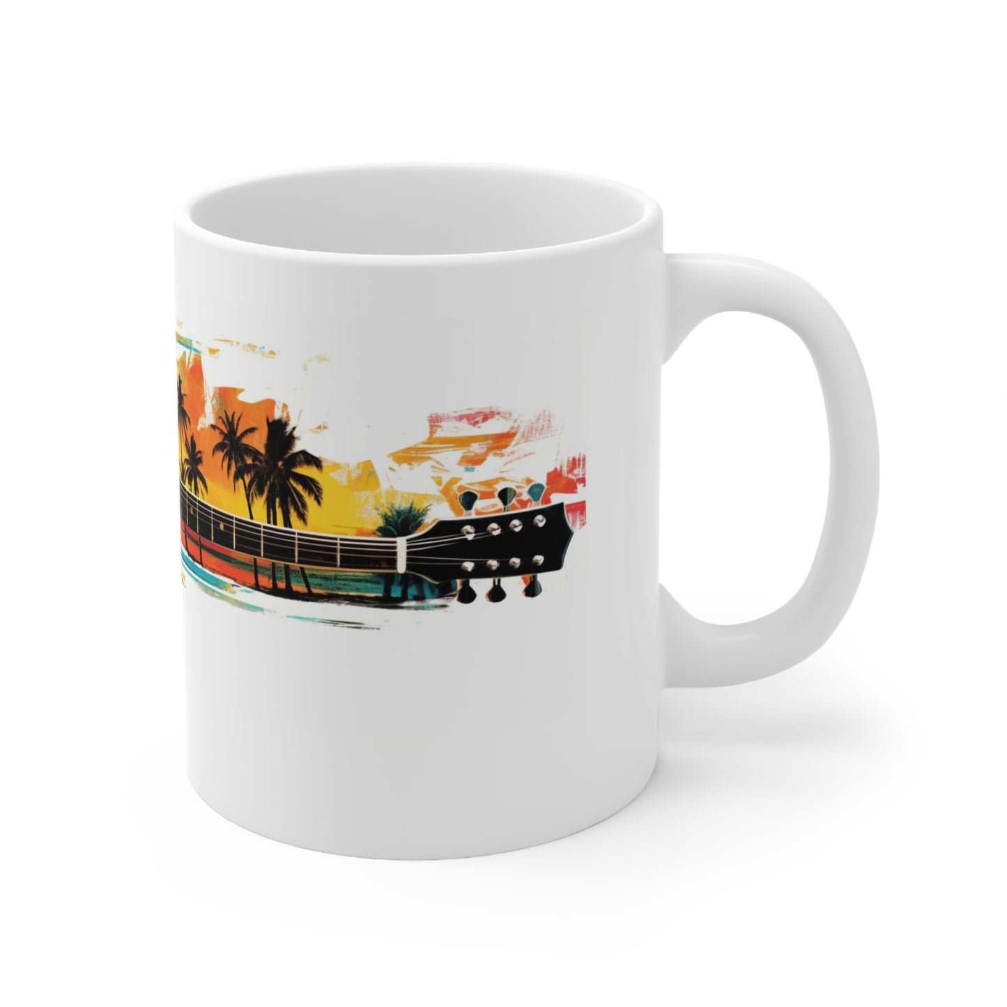 Hawaiian tiki tropical guitar Coffee cup, great gift for anyone and everyone.
