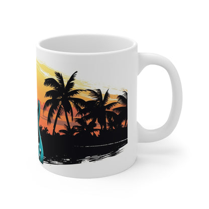 🌴🎸Guitars in paradise island tiki Hawaiian tropical coffee cup perfect gift for anyone and everyone!