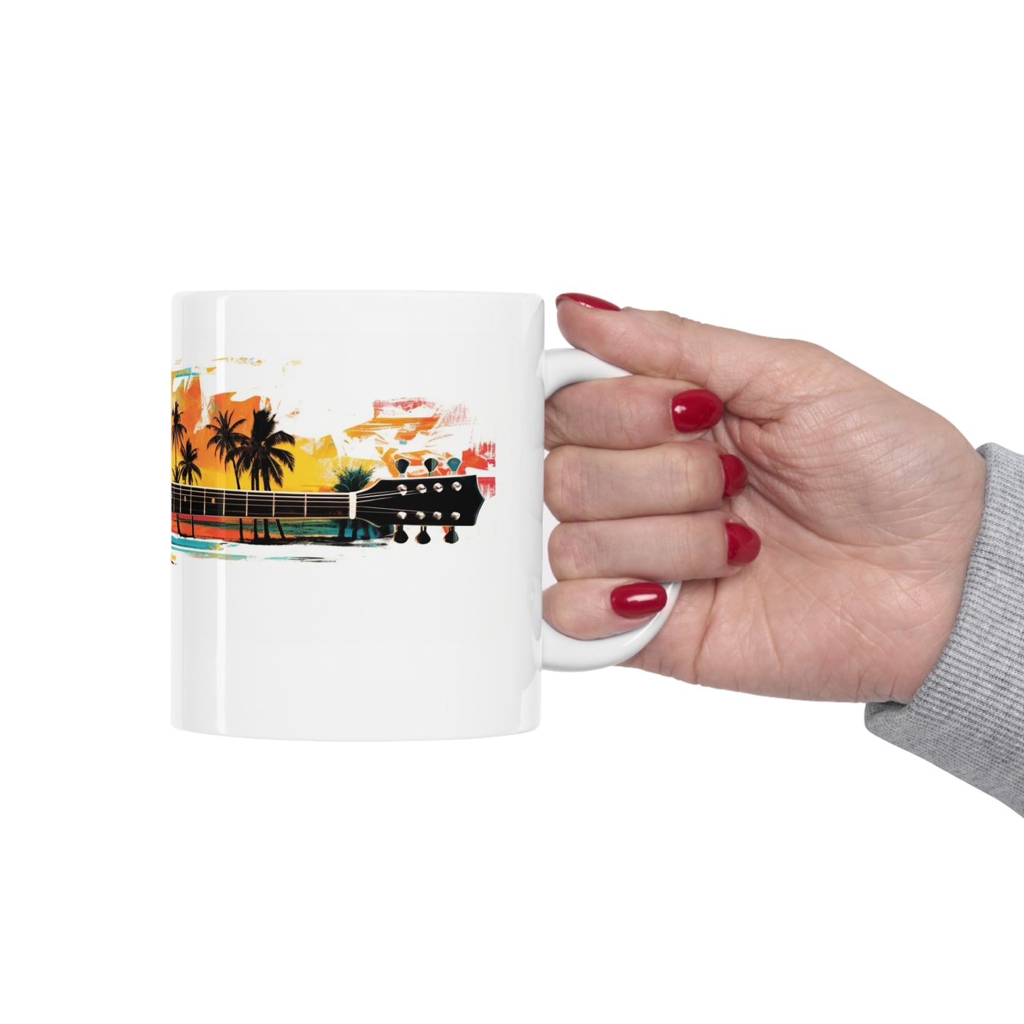 Hawaiian tiki tropical guitar Coffee cup, great gift for anyone and everyone.