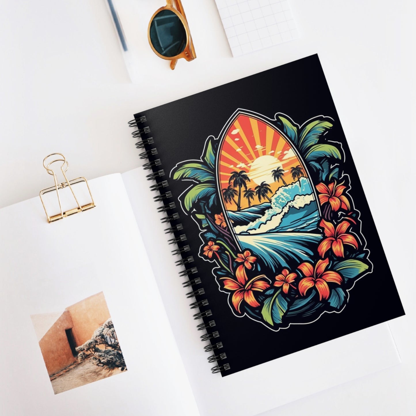 Surf style tiki Spiral Notebook - Ruled Line