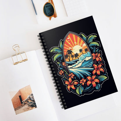 Surf style tiki Spiral Notebook - Ruled Line