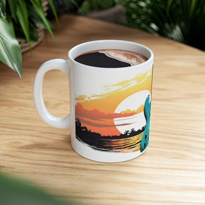 🌴🎸Guitars in paradise island tiki Hawaiian tropical coffee cup perfect gift for anyone and everyone!
