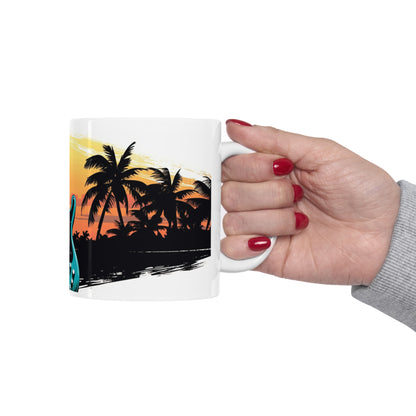 🌴🎸Guitars in paradise island tiki Hawaiian tropical coffee cup perfect gift for anyone and everyone!