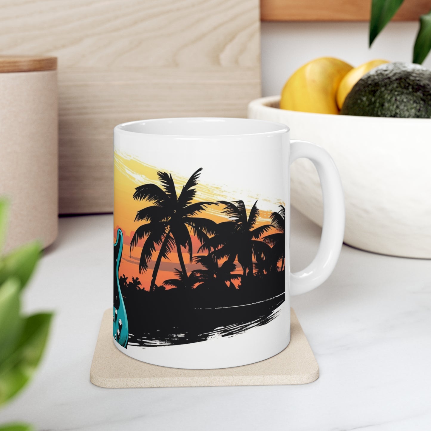 🌴🎸Guitars in paradise island tiki Hawaiian tropical coffee cup perfect gift for anyone and everyone!
