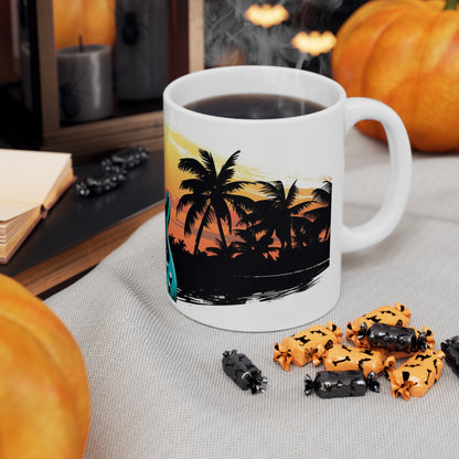 🌴🎸Guitars in paradise island tiki Hawaiian tropical coffee cup perfect gift for anyone and everyone!