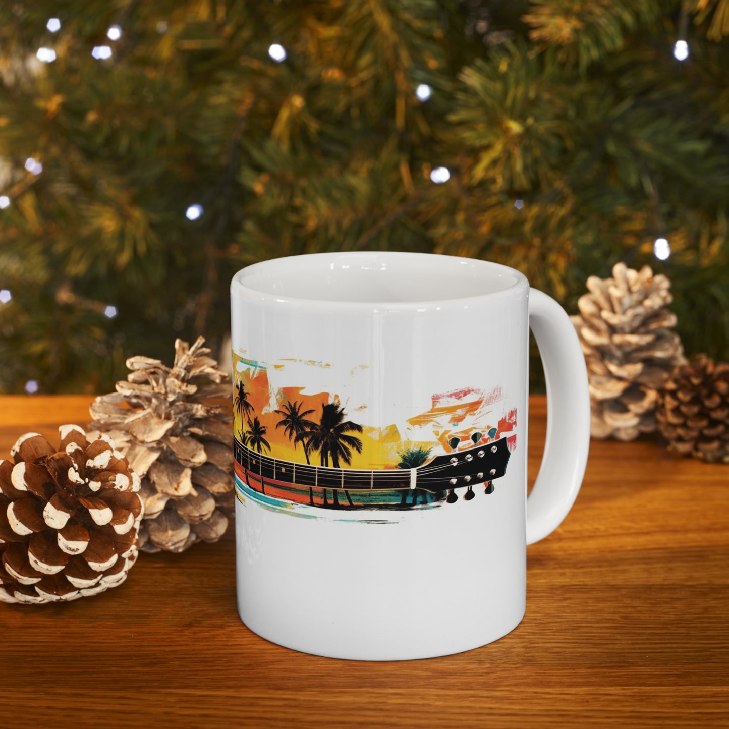 Hawaiian tiki tropical guitar Coffee cup, great gift for anyone and everyone.