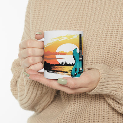 🌴🎸Guitars in paradise island tiki Hawaiian tropical coffee cup perfect gift for anyone and everyone!