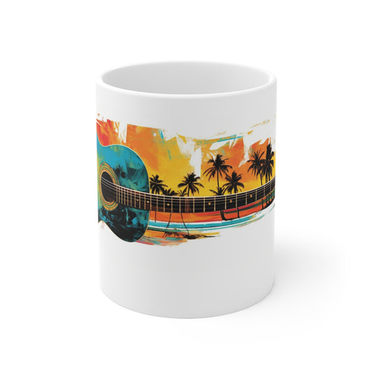 Hawaiian tiki tropical guitar Coffee cup, great gift for anyone and everyone.