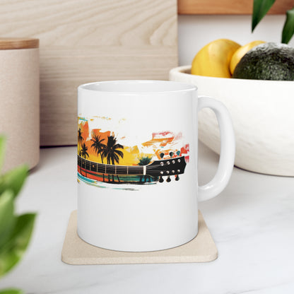 Hawaiian tiki tropical guitar Coffee cup, great gift for anyone and everyone.