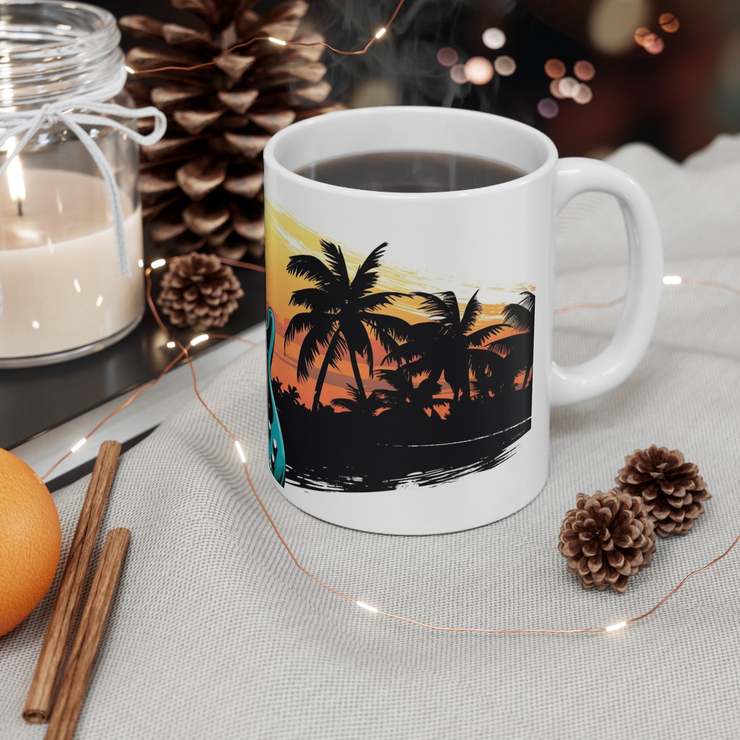 🌴🎸Guitars in paradise island tiki Hawaiian tropical coffee cup perfect gift for anyone and everyone!