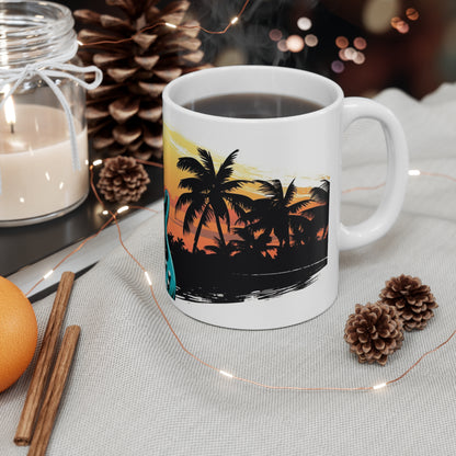 🌴🎸Guitars in paradise island tiki Hawaiian tropical coffee cup perfect gift for anyone and everyone!