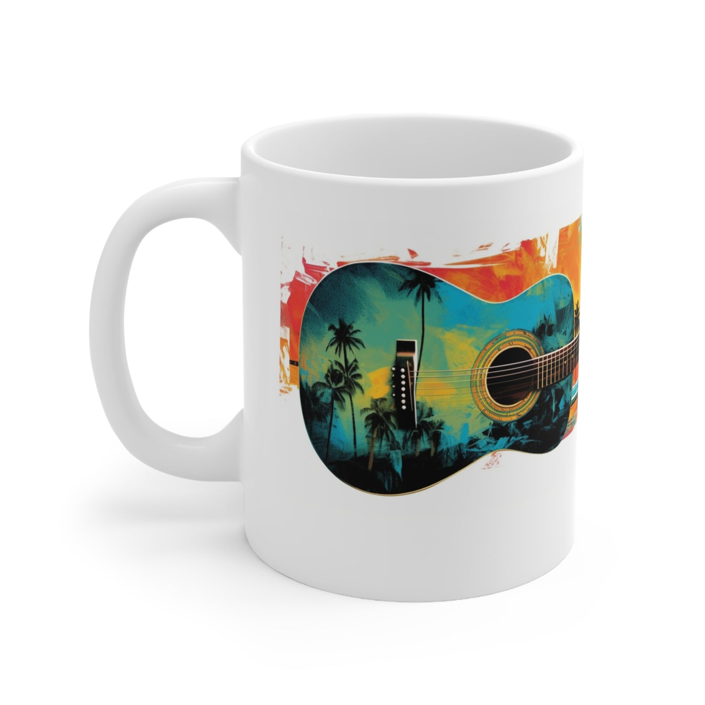 Hawaiian tiki tropical guitar Coffee cup, great gift for anyone and everyone.