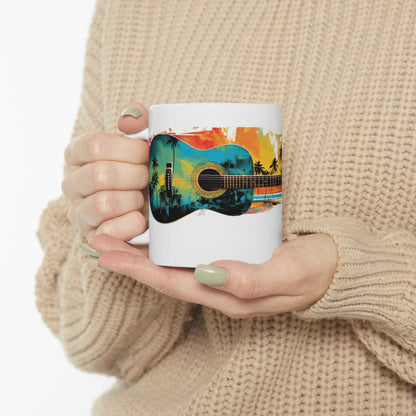 Hawaiian tiki tropical guitar Coffee cup, great gift for anyone and everyone.